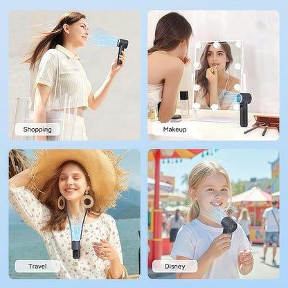 Portable Handheld Turbo Fan, 5000mAh Rechargeable Battery, Max 20Hrs Cooling, 5 Speeds Upto 11000RPM, Rotatable Design,4-IN-1 Personal Pocket Fan with Lanyard for Women Men Travel Beach Makeup Concert