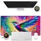 KOAIWPAE Desk Mat, Watercolor Pink Flowers Desk Pad, Green Leaves Flowers Large Gaming Mouse Pad for Desk, 31.5"x15.7" Extended Big Computer Keyboard Mouse Pad with Non-Slip Base and Stitched Edge