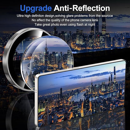 for Samsung Galaxy S25 Ultra Camera Lens Protector, Individual Metal Ring Tempered Glass Lens Cover, [Strong Adsorption] Scratch Resistant Ultra-Thin HD Clear Lens Cover, 1 Set-Gray Ring