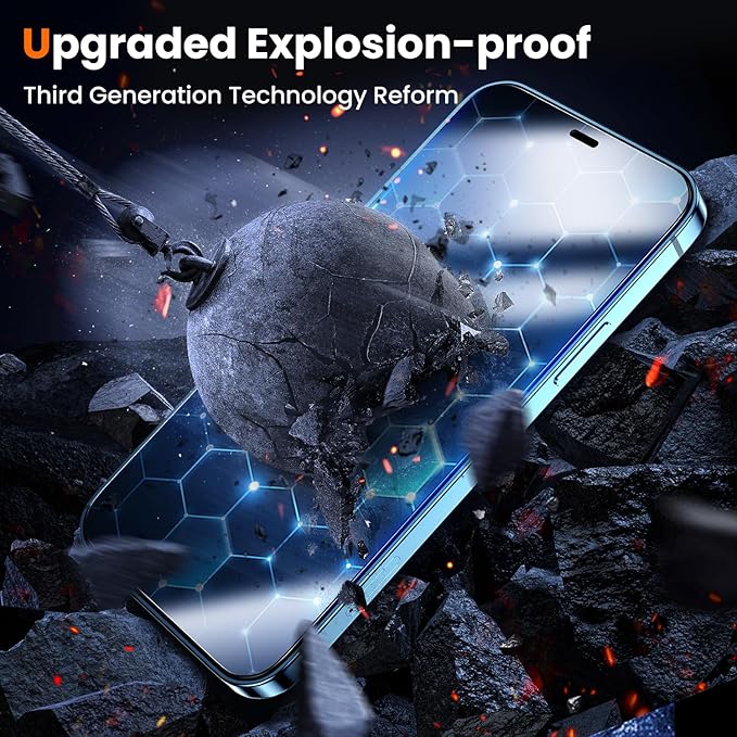UniqueMe for iPhone 12 / iPhone 12 Pro Screen Protector - [Military Grade Shatterproof & 9H+ Hardness] Screen Protector 12 Pro Tempered Glass Full Coverage Protection, Easy Installation, 2 Packs