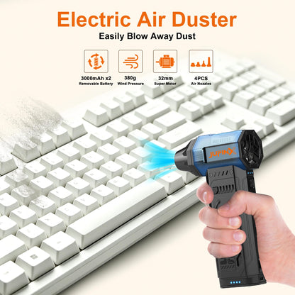 Electric air Duster，250,000RPM Super Power mini Blower,2 Swappable Battery