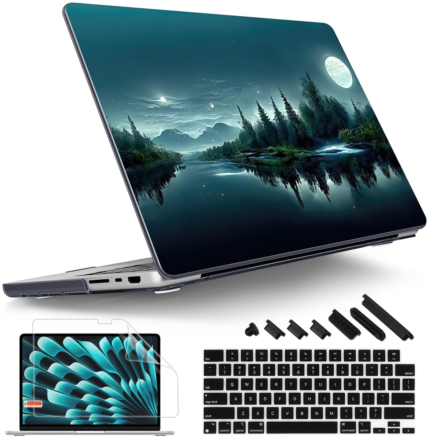 Tuiklol for MacBook Pro 14 Inch Case 2026 2025 2024 2023 2022 2021 Release M5/M4/M3/M2/M1 A2442 Pro/Max,Hard Shell Case with Screen Protector for Touch ID, Night Forest