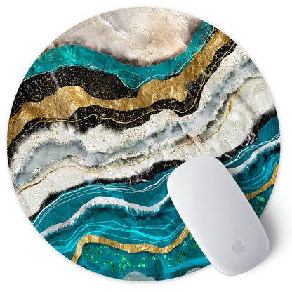 ITNRSIIET Round Mouse Pad with Stitched Edge Premium-Textured Waterproof Non-Slip Rubber Base Desktop Protection Mat Diameter 8.7 inches, Abstract Light Luxury