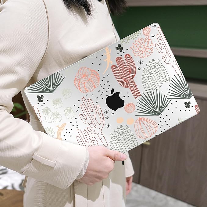 MEEgoodo for M4/M3/M2 MacBook Air 15.3 inch Case 2025 2024 2023, Case Fit Model (A3241/A3114/A2941) for MacBook Air 15 inch, Laptop Hard Shell with Keyboard Cover, Cacti
