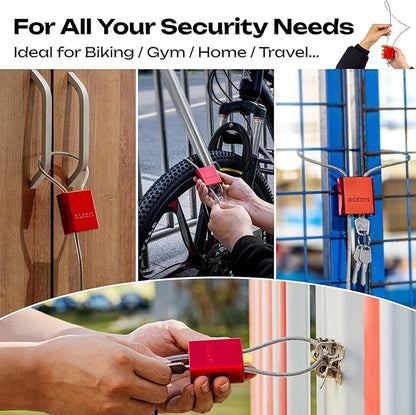 Cable Lock with 3 Keys | L 3.28ft(1m),D 1/6in(4mm) Adjustable Steel Cable Padlock | Aluminum Locks for Bikes, Gate, Lockers & Outdoor Gear | Weatherproof & Black