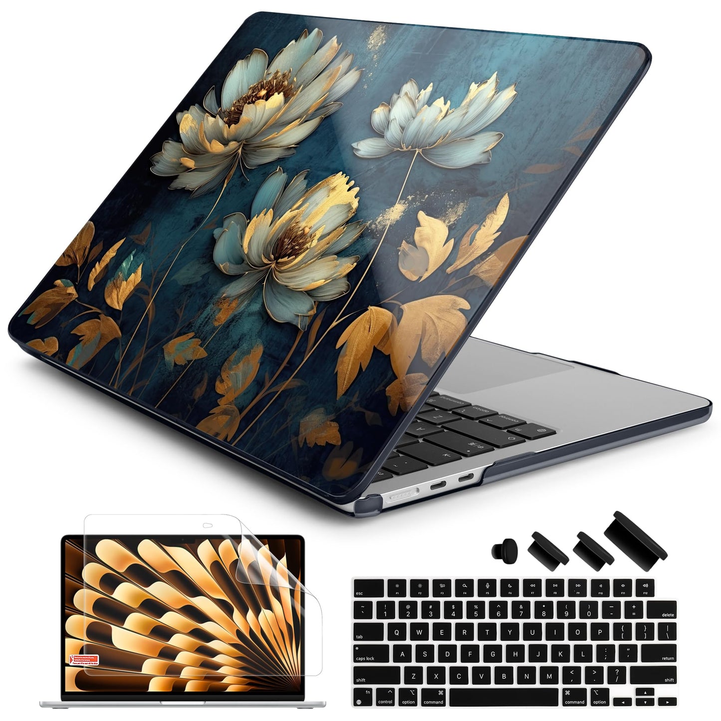 Batianda Case for MacBook Air 15" with M5 M4 M3 M2 Chip, Blooming Flowers