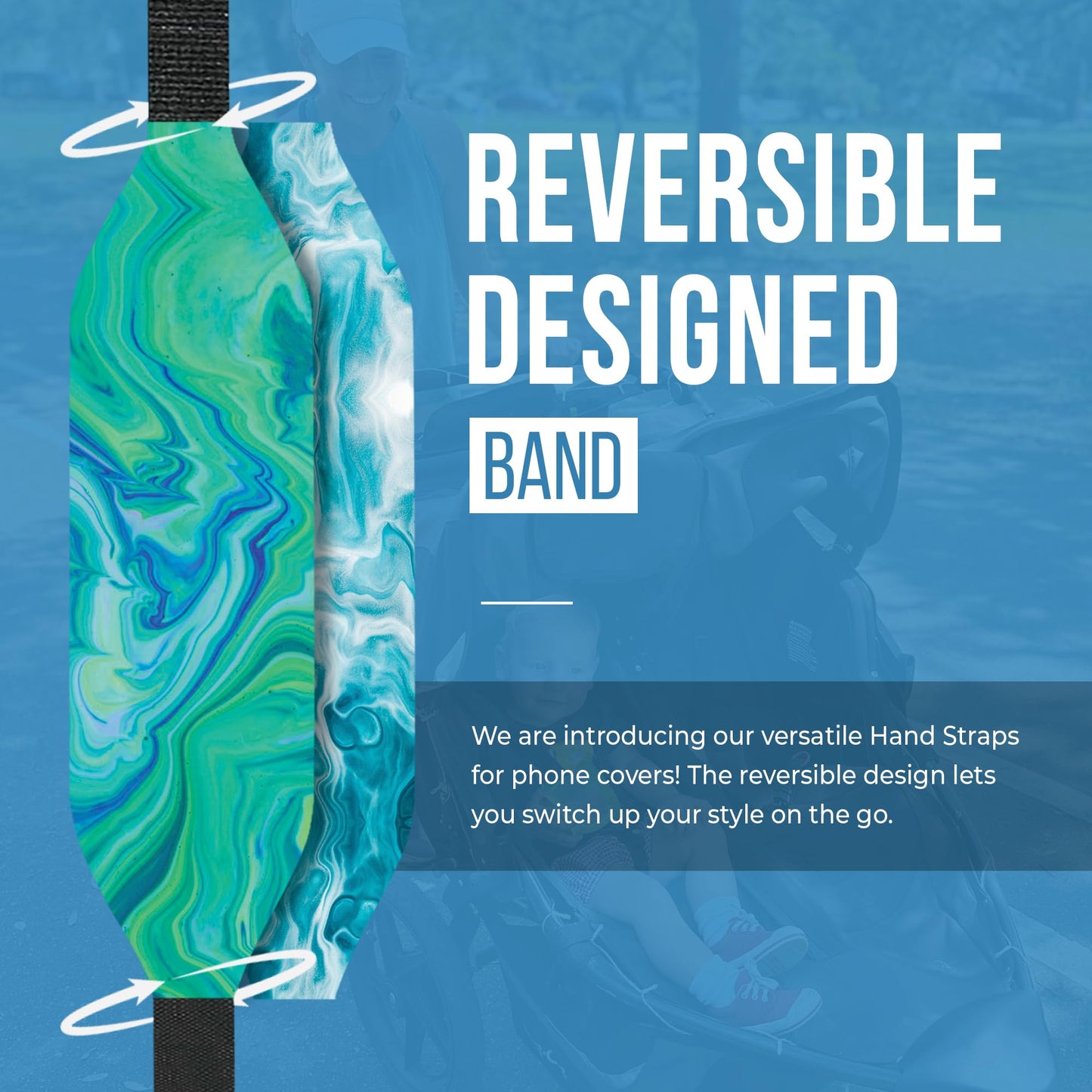 Switchbands Aesthetic Color Phone Grip Strap – Reversible Elastic Strap, Adhesive-Free Security, Ergonomic Hand Support, Anti-Theft Strap, Wireless Charging Compatible, Universal Fit – Ripple Opal