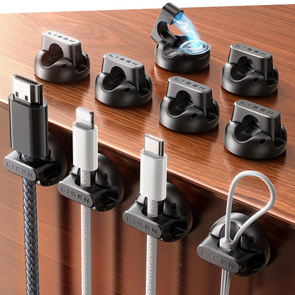 10 Pack Magnetic Cable Clips [2025 Minimum Size] LISEN Halloween Decor Christmas Decorations Indoor, Magnetic Cord Holder for Nightstand Desk, Cable Management for Home Office Organizer Dorm Wall Car