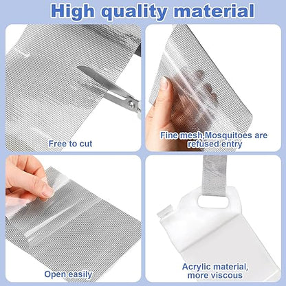 Extra Wide 8 inch x 20 ft Window Screen Tape Mesh Repair Strong Adhesive Waterproof Fiberglass Screen Repair Kit Patch for Window Door Tears Holes(Black)