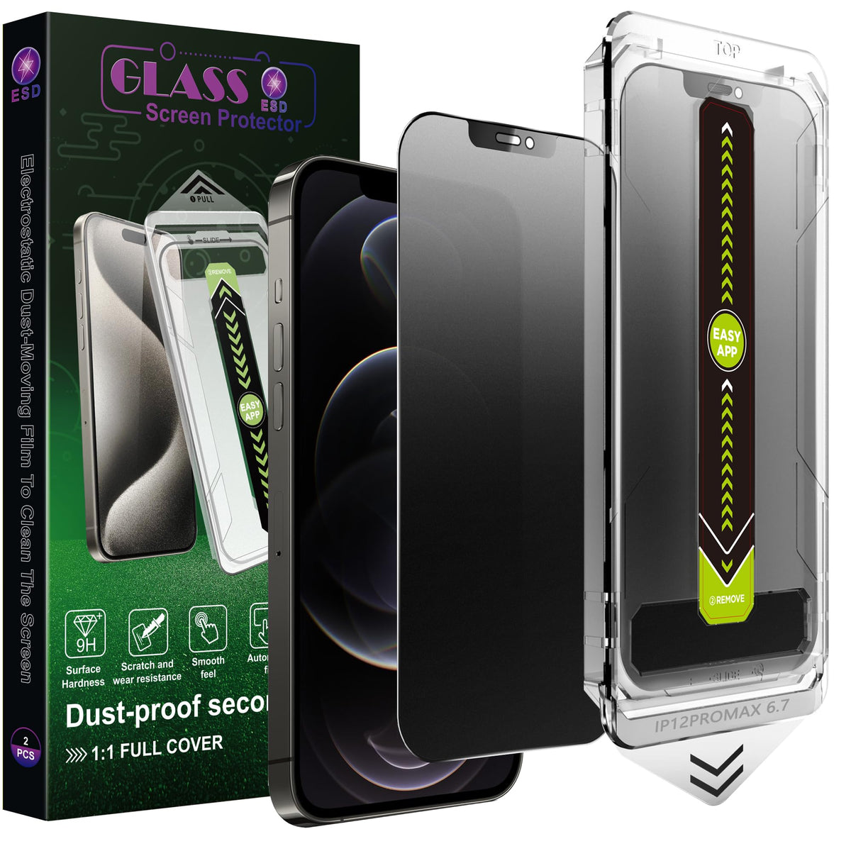 SY SHANGYAN 2 Pack Anti-Spy Privacy Screen Protector for iPhone 11 Pro Max/XS Max(6.5-Inch),9H Tempered Glass,Full Coverage,Anti-Fingerprint,Auto Dust Removal,Bubble-Free,Easy Installation