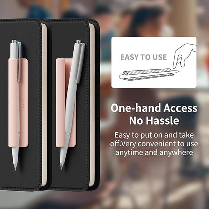 ELETIUO Pencil Holder For Most Pens,Pencils,Self-Adhesive Stick To Notebooks,Diary,Desks,Whiteboards Or Any Surface,Silicone Pen Holder For Home,Office And Desk Organization,Pink
