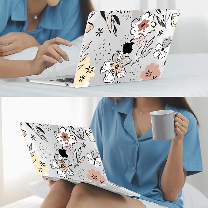 Mektron for 2025 M4 MacBook Air 13.6 Inch A3240 Case Fits 2023 A2681 M2 2024 A3113 M3 Chip with Liquid Retina Display Touch ID, Printed Plastic Hard Shell Cover for MacBook Air 13.6", Floral C383