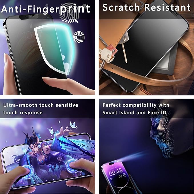 2 Pack Matte Privacy Screen Protector for iPhone 11 Pro Max/iPhone XS Max, 9H Tempered Glass, Full Coverage, Anti-Fingerprint, Auto Dust-Elimination, No Bubble, Easy Installation