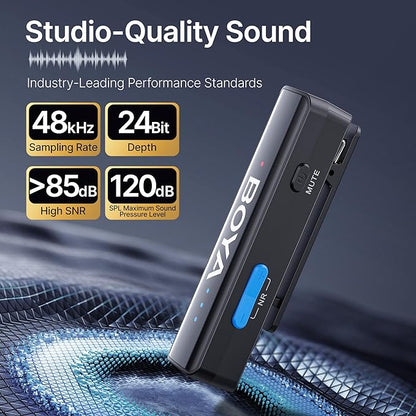 BOYA BOYALINK 2 Wireless Lavalier Microphone for iPhone Camera Android, Mini Lapel Micophone Wireless, 48 KHz 24 Bit, 6mm Mic, 1000ft, 30h Use, Noise Cancelling, Clip on Mic USB-C/Lightning/3.5mm TRS