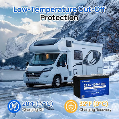 DC HOUSE 24V 100Ah LiFePO4 Lithium Battey, Low Temp Cut-Off BMS, Up to 15000 Cycles, Perfect for Trolling Motors, Marine, Boat, RV, Camper, Home Energy Storage