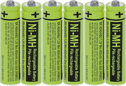 RocketBus 6-Pack BK-40AAABU Replacement 1.2V 400mAh Battery for Panasonic Cordless Phone System BK40AAABU