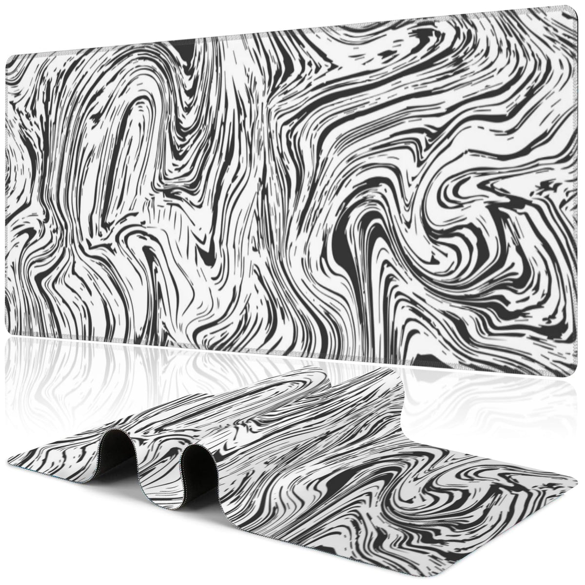 Purple Groovy Flowers Desk Mat,Large Vintage Floral Gaming Keyboard Mouse Pad,Non-Slip Rubber Base Desk Pad Thick Stitched Edges Waterproof Mousepad Mouse Mat 31.5"x11.8"