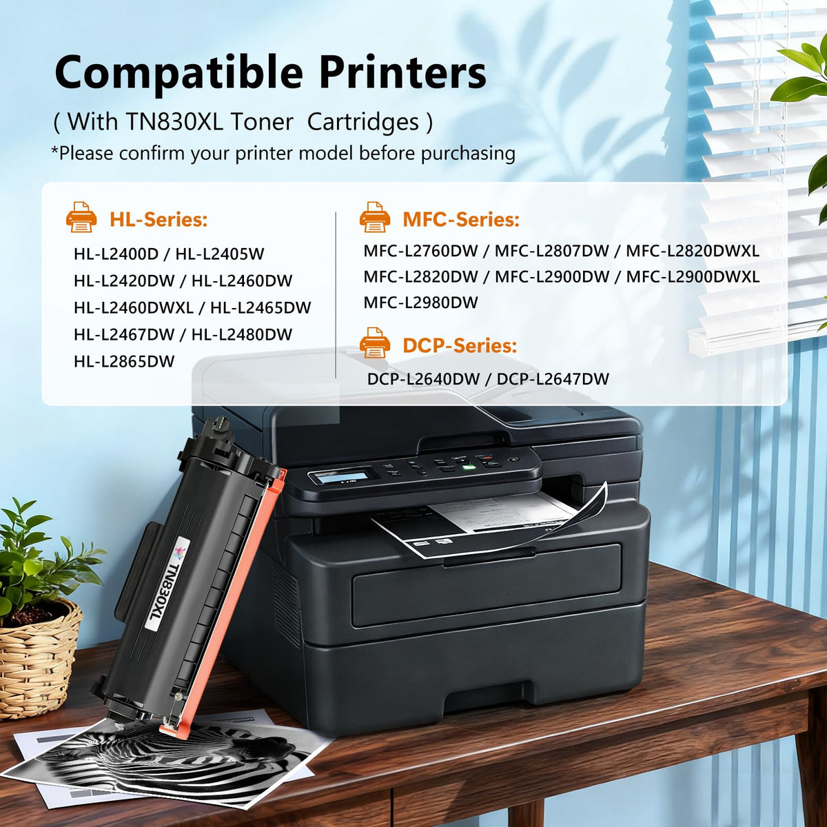 COMBUY TN830XL Toner Cartridge Replacement for Brother TN830XL TN830 TN-830