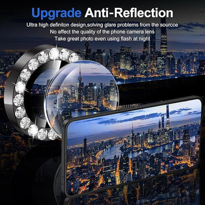 for Samsung Galaxy Z Flip 7 Camera Lens Protector, Individual Metal Ring Tempered Glass Lens Cover, [Strong Adsorption] Scratch Resistant Ultra-Thin HD Clear Lens Cover, 1 Set-Black Diamond