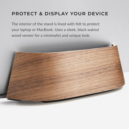 HumanCentric Vertical Laptop Stand in Black Walnut Wood, Adjustable