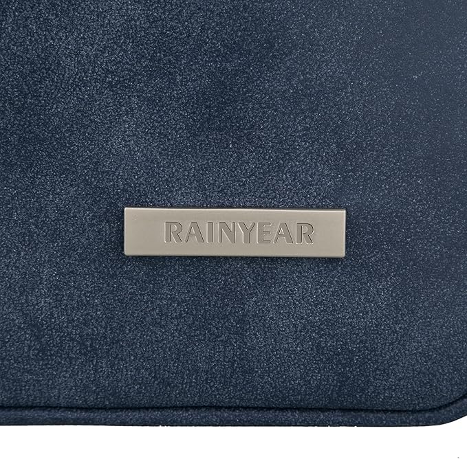 RAINYEAR 13 Inch Laptop Sleeve PU Suede Leather Case Padded Bag, Deep Blue
