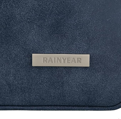 RAINYEAR 13 Inch Laptop Sleeve PU Suede Leather Case Padded Bag, Deep Blue