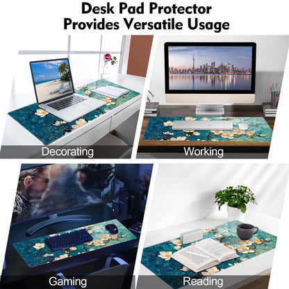 Galdas Gaming Mouse Pad XXL XL Large Long Extended Big Mousepad Non-Slip Rubber Keyboard Desk Pad with Stitched Edges for Laptop Home Office (31.5x11.8x0.08 Inch) … (Painting Flowers)