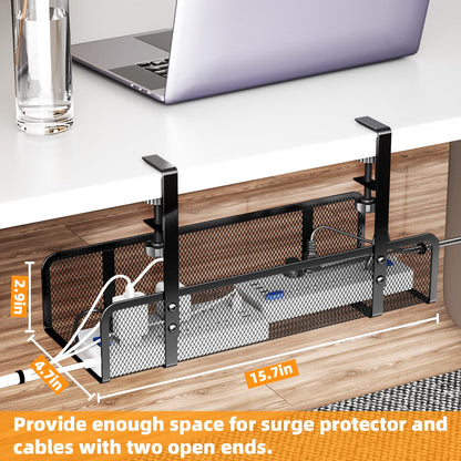 Under Desk Cable Management Tray, Wire Management Desk Cable Organizer Cable Management Box, Cord Organizer Storage for Office