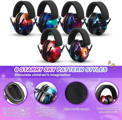Amylove 12 Pcs Kids Ear Protection Noise Cancelling Headphones Ear Muffs Bulk 27db Adult Noise Reduction Hearing Earmuff(Universal Fit (kids & Adults),Classic Style,Starry Sky Color)