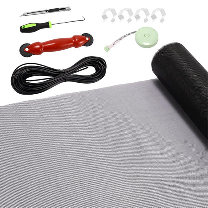 FLYZZZ Windows Screen Door Repair Kit Fiberglass Mesh 48''x118''(0.138"Spline) Black Window Screen Repair Kit Replacement Mesh Tool for Patio Screen Sliding Door Screen