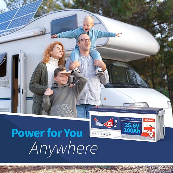 24V 100Ah LiFePO4 Battery, 2.56kWh Lithium Battery, Built-in 100A BMS, 10-Year Lifetime with Grade A LiFePO4 Cells, Perfect for RV, Camper, Home Energy Storage, Van, Off-Grid, etc