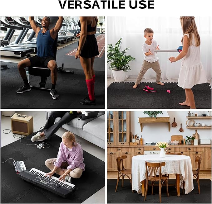 Starfavor Sound Absorbing Interlocking Floor Mats 20 Pcs, 11.8" x 11.8" Soundproof Rug Pad Non-Slip Anti-Vibration Acoustic Pads Piano Carpet Drum Rug