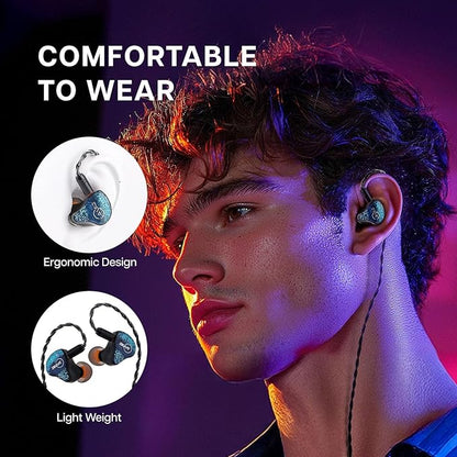 Linsoul ZiiGaat x Fresh Reviews Arete in Ear Monitor, 1DD+4BA Hybrid Earphone IEM, Wired Gaming Earbuds, Studio Monitor Tunning, with Detachable IEM Cable for Musician Audiophile (Blue)