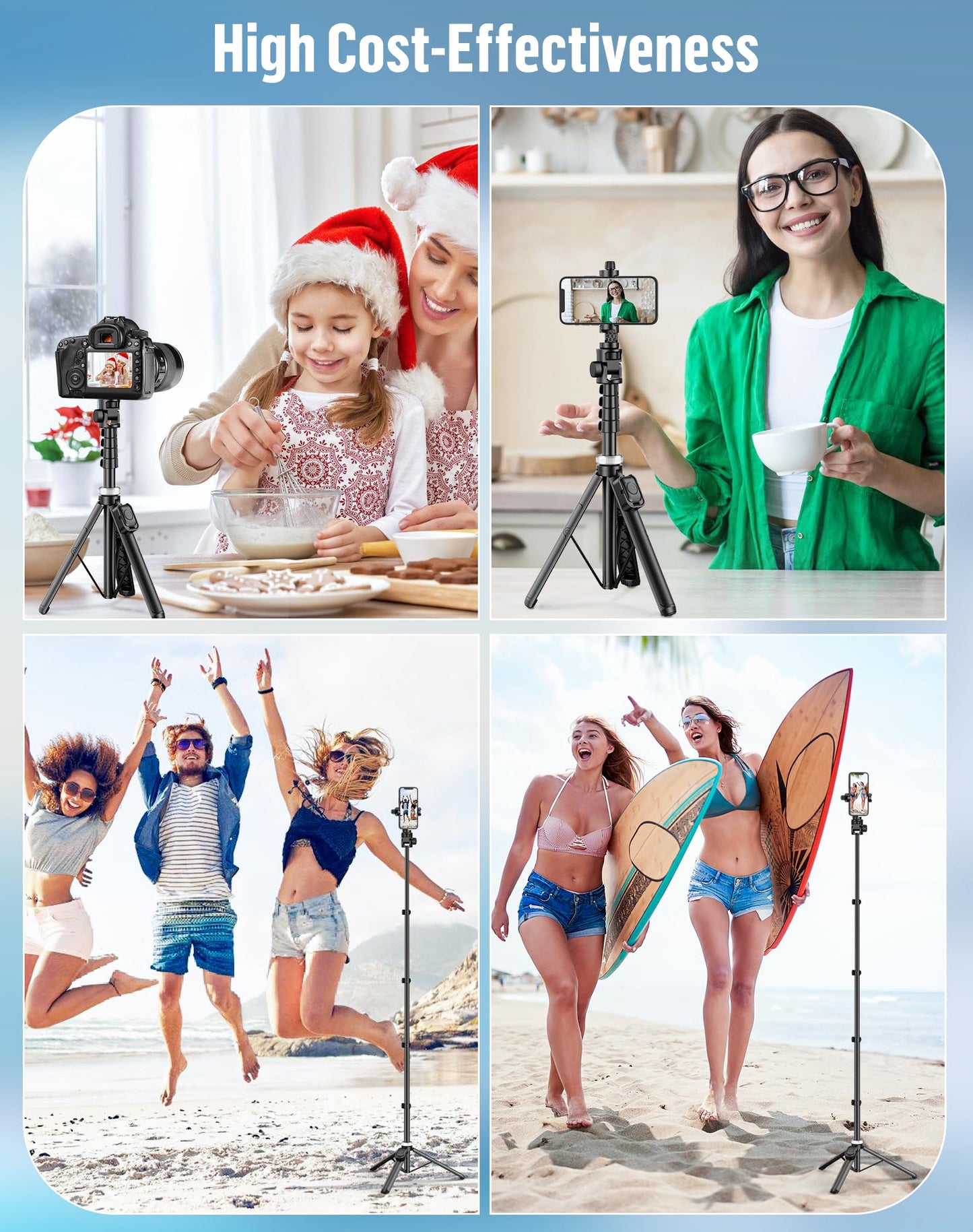 POVODO Selfie Stick for iPhone:Selfie Stick Tripod with Remote,Tripod for Video Recording,is Content Creator's Vlogging Kit,Compatible with Android, Camera, Also a Gopro Trip