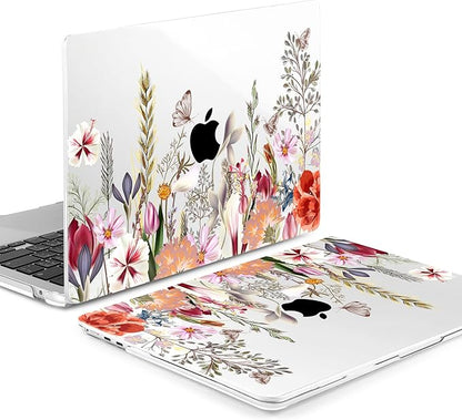 Batianda Premium Case for New MacBook Air 15 inch 2025 M4 2024 2023 with M3 M2 Chip Model A3114 A2941, Designed Protective Plastic Hardshell & Keyboard Cover & Screen Protector, Flower Field
