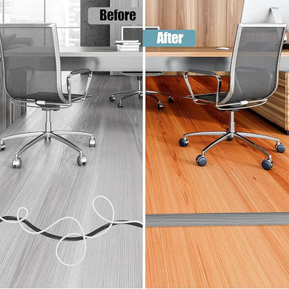 Floor Cord Cover Self Adhesive Cord Hider,20FT Cable Management, Extension Strip Protector for Wires, Prevent Cable Trips for Offices, Gyms, Exhibitions Cavity:0.39"(W) x 0.27"(H) Gray Wood