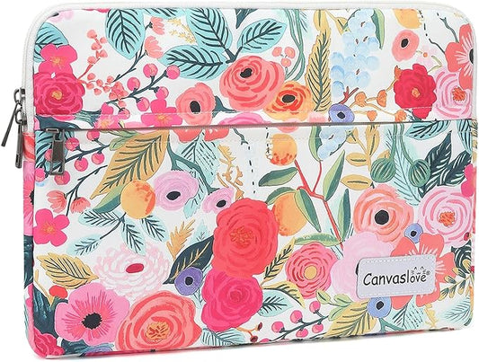 Canvaslove Floral Pattern Laptop Sleeve Case Cover with Pocket for MacBook Pro 14 inch and 14 inch-14.4 inch HP, Lenovo, Dell, ASUS, Acer Notebook Computer