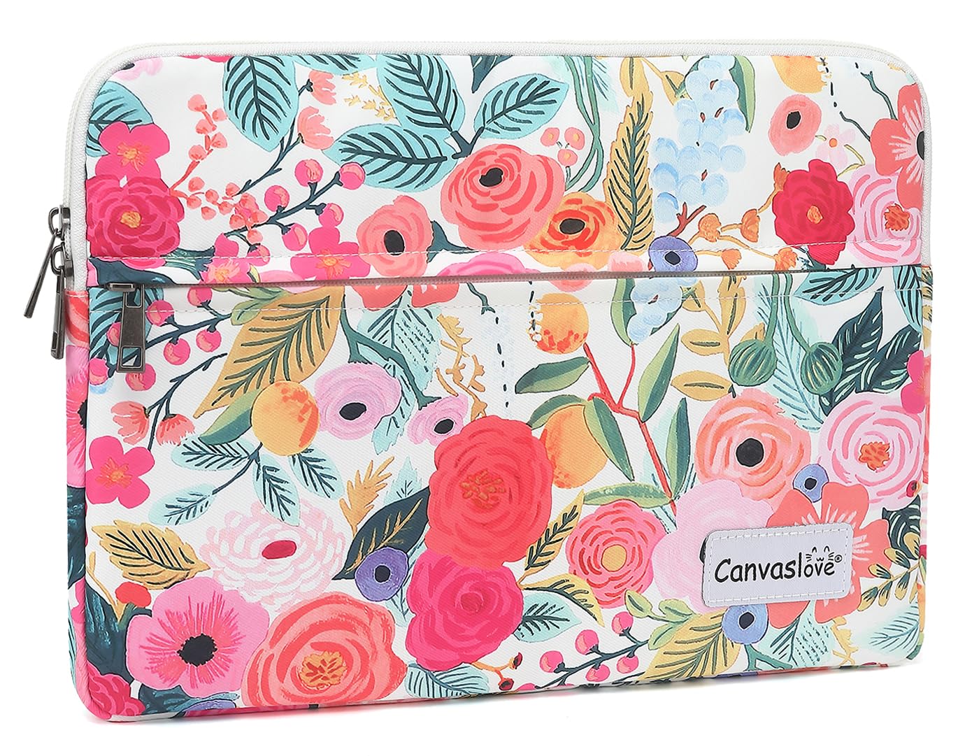 Canvaslove Floral Pattern Laptop Sleeve Case Cover with Pocket for MacBook Pro 14 inch and 14 inch-14.4 inch HP, Lenovo, Dell, ASUS, Acer Notebook Computer