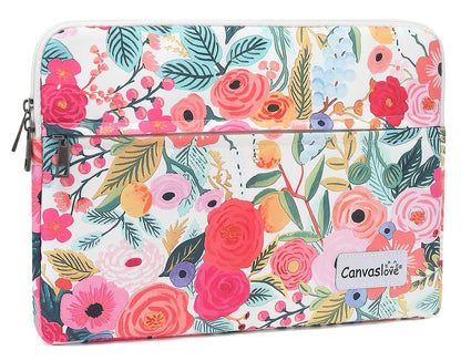 Canvaslove Floral Pattern Laptop Sleeve Case Cover with Pocket for MacBook Pro 14 inch and 14 inch-14.4 inch HP, Lenovo, Dell, ASUS, Acer Notebook Computer