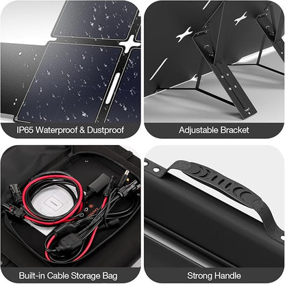 GRECELL 240W Portable Solar Panel for Power Station, Ultra Light Foldable Solar Panel Kit, 25% High Efficiency, IP65 Waterproof, Solar Charger for Outdoor Camping RV Boat Home Backup Power, Off-Grid
