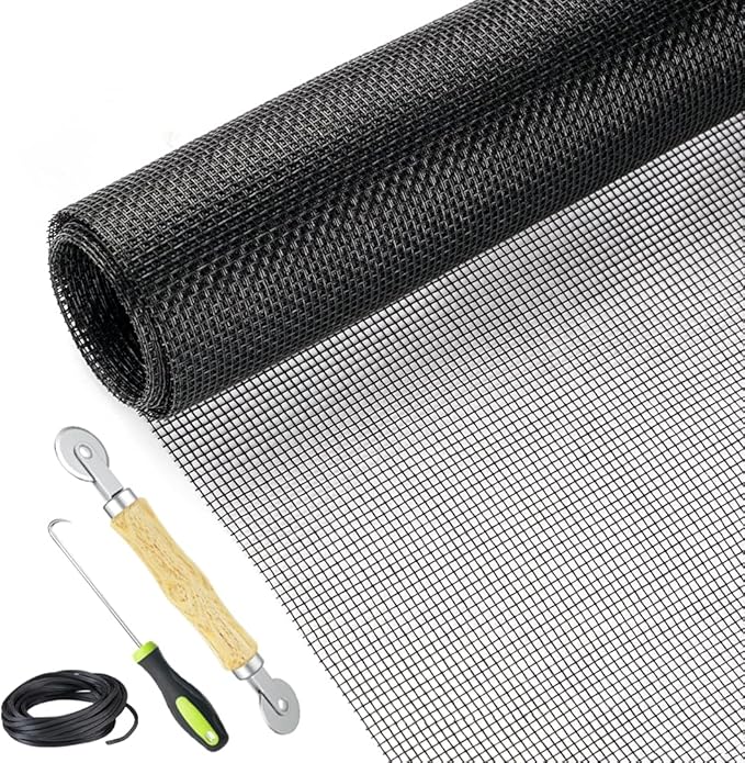 Fiberglass Screen Repair Kit, Black, 48" x 110", Easy to Install, Up to 5 Years Lifespan, Wide Application