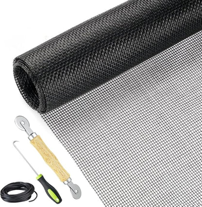 Fiberglass Screen Repair Kit, Black, 48" x 110", Easy to Install, Up to 5 Years Lifespan, Wide Application