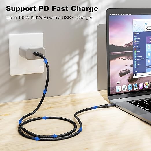 usbc to USB c 3.1,USB-c 10gbps Data Transfer Video 4K Monitor Cable 100W High Speed Data Transfer Fast Charging Cord Compatible with Monitor 3.3FT(1m)