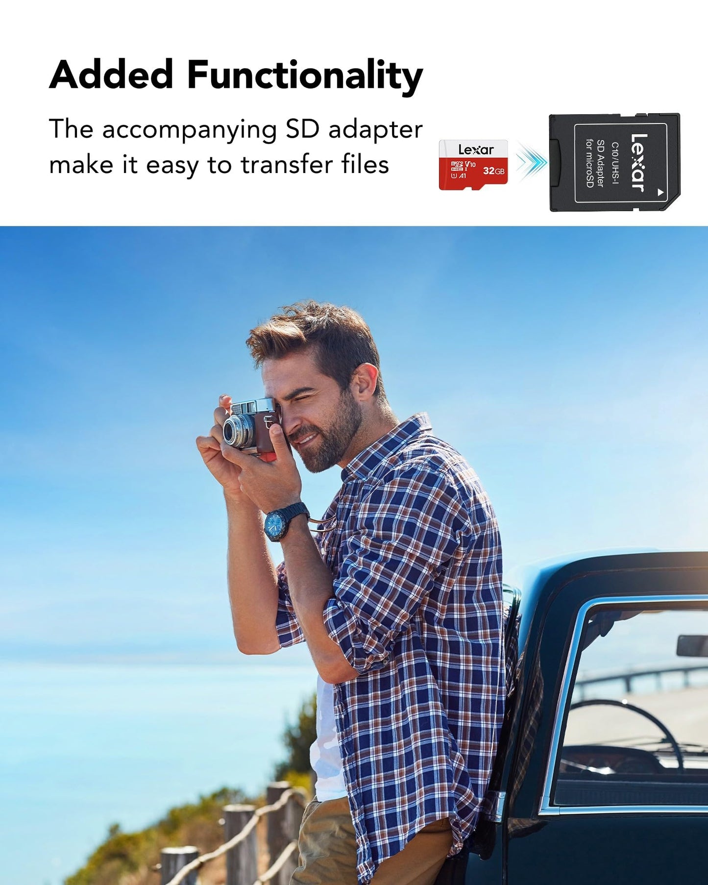 Lexar 32GB Micro SD Card 2 Pack, microSDHC UHS-I Flash Memory Card with Adapter - Up to 100MB/s, U1, Class10, V10, A1, High Speed TF Card (2 microSD Cards + 1 Adapter)