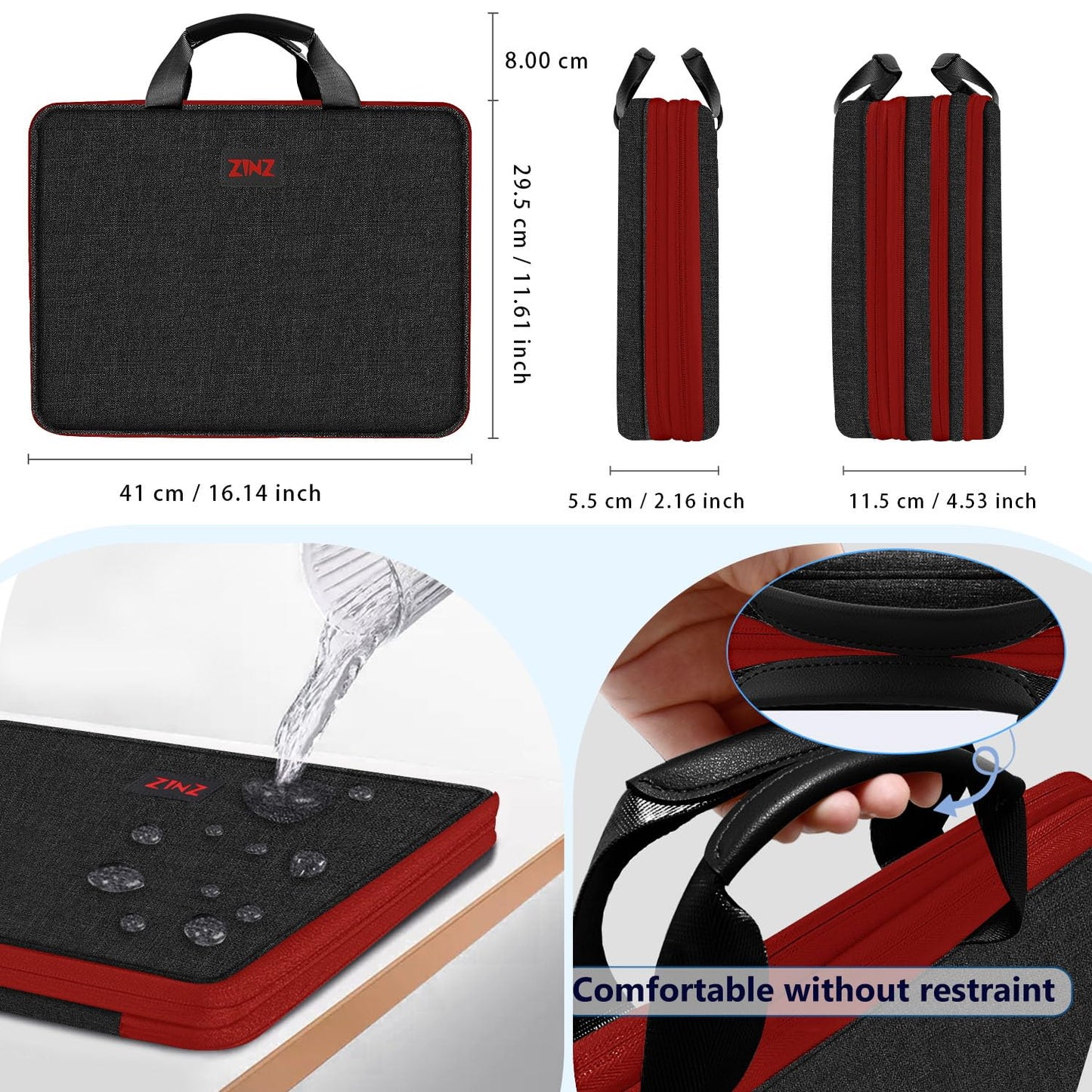 ZINZ Slim Expandable Laptop Case 15.6 Inch Sleeve Upgraded Protective Durable Recycled Carrying Case Compatible with MacBook 15" & 16" and Most 15" 15.6" 16" Notebook,B01K02