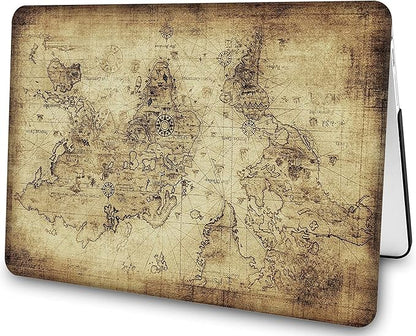Compatible with MacBook Air 13 Inch Case 2017 2016 2015 2014 2013 2012 2011 2010 Release A1466/A1369, Plastic Hard Shell Case + Keyboard Cover + Screen Protector - World Map