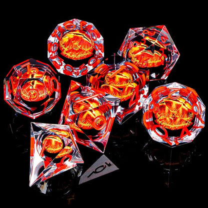 ARUOHHA DND Resin Dice Gazes Eye Dice Liquid Core Red RPG Sharp Edged Dice Set with Gift Box, Polyhedral D and D Dice Set Compatible with Dungeons Dragons Role Playing Game D20 D12 D10 D8 D6 D4