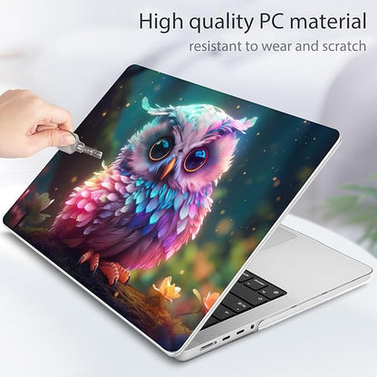 Tuiklol for M4 MacBook Pro 14 Inch Case 2024-2021 Release A3112 A3401 A3185/M3 A2918 A2992/M2 A2779/M1 A2442 Pro/Max Chip,Hard Shell Case with Screen Protector for Touch ID,Rainbow owl