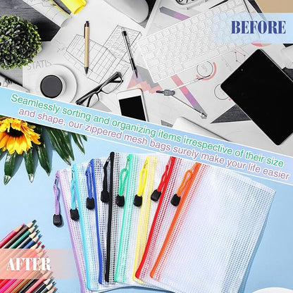 Jetec 32 Pcs Mesh Zipper Bags Toy Storage Bikini Organizer Bag Bolsas Para Guardar Trajes De Baño Waterproof Zipper Reusable Pouch Puzzle Multipurpose for Storage Office(Sweet Color,7.5 x 5 Inch)