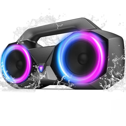 KMAG Bluetooth Speaker Wireless, 80W Loud Speaker with Deeper Bass, IPX7 Waterproof, 20H Playtime, Cool Lights, TWS, Portable Speaker for Home, Outdoor, Workshop, Party, Gift for All(Gray)